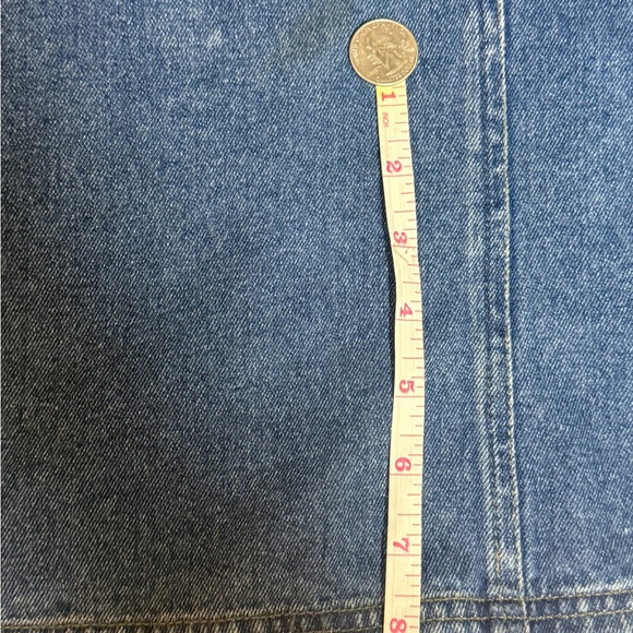 Vintage Denim Jean Midi Overall Chore Dress Women's LARGE Cottage Prairie Birds - Picture 10 of 10